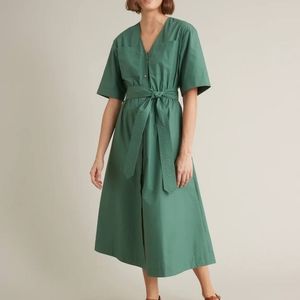 Brand new beautiful Cyrillus green poplin dress (100%) - perfect for work